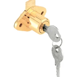 Prime-Line Bright Brass Bronze Steel Cabinet/Drawer Lock