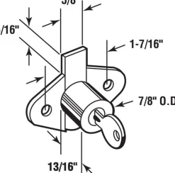 Prime-Line Bright Brass Bronze Steel Cabinet/Drawer Lock