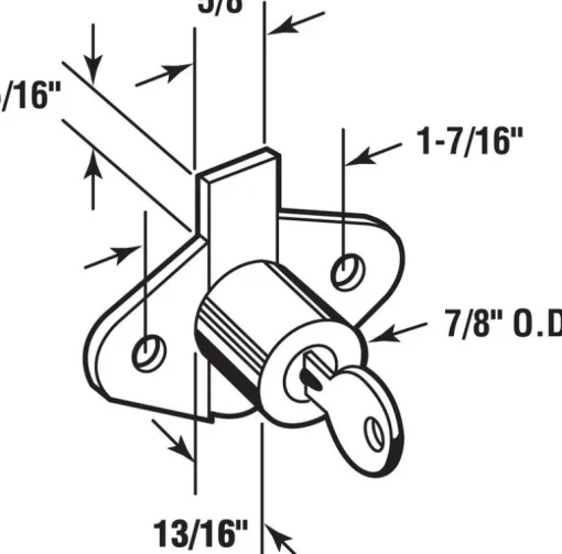 Prime-Line Bright Brass Bronze Steel Cabinet/Drawer Lock