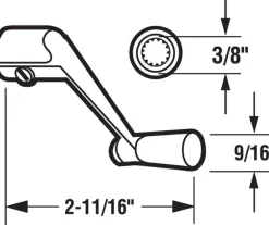 Prime-Line Painted Silver Aluminum Single-Arm Casement Operator Crank Handle For Universal