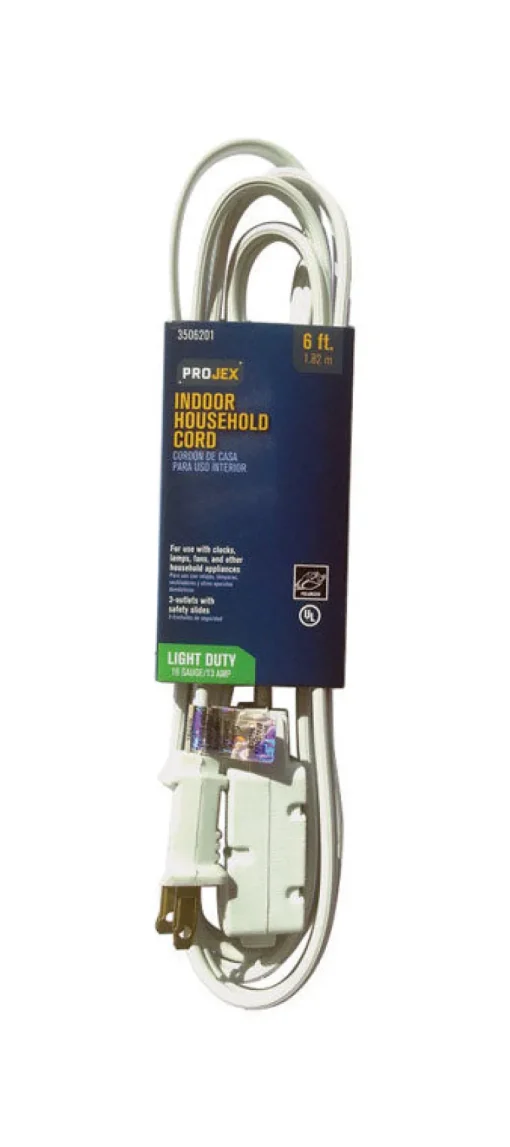 Projex Indoor 6 ft. L White Extension Cord 16/2 SPT-2