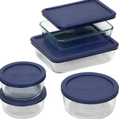 Pyrex 6.63 in. W X 13 in. L Bake and Store Set Blue/Clear 10 pc