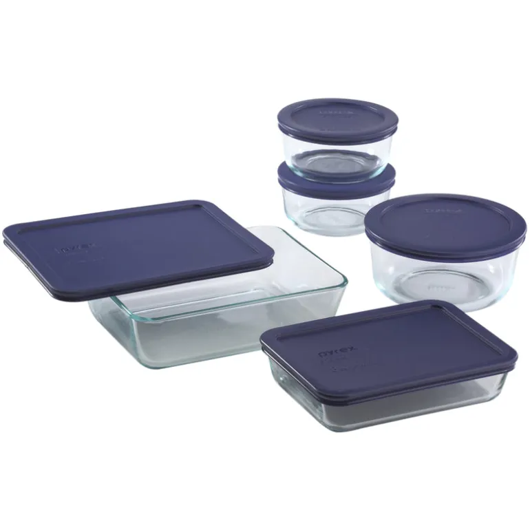 Pyrex 6.63 in. W X 13 in. L Bake and Store Set Blue/Clear 10 pc