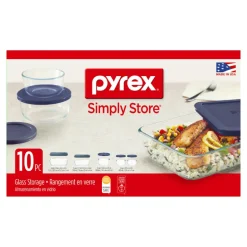 Pyrex 6.63 in. W X 13 in. L Bake and Store Set Blue/Clear 10 pc