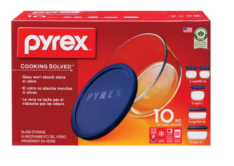 Pyrex 6.63 in. W X 13 in. L Bake and Store Set Blue/Clear 10 pc