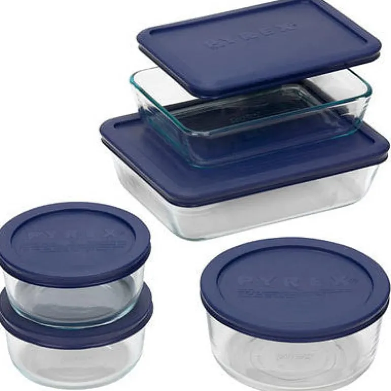 Pyrex 6.63 in. W X 13 in. L Bake and Store Set Blue/Clear 10 pc