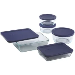 Pyrex 6.63 in. W X 13 in. L Bake and Store Set Blue/Clear 10 pc