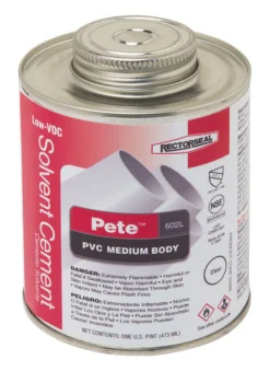 RectorSeal Pete Clear Solvent Cement For PVC 16 oz