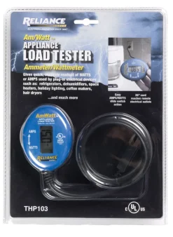 Reliance Blue Rugged Ammeter/Wattmeter Test Range Digital Appliance Load Tester with 26 L in. Cord