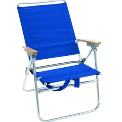 Rio Brands Hiboy Silver Frame Blue Seat 5-Position Beach Chair 250 lbs. Load Capacity (Pack of 4)