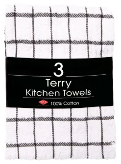 Ritz Black Cotton Kitchen Towel 3 pk (Pack of 3)