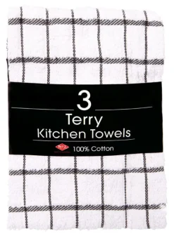 Ritz Black Cotton Kitchen Towel 3 pk (Pack of 3)