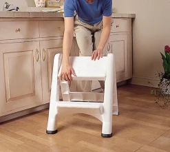 Rubbermaid 21 in. H X 22.9 in. W X 18.9 in. D 300 lb. capacity 2 step Plastic Folding Step Stool