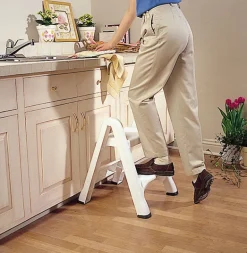 Rubbermaid 21 in. H X 22.9 in. W X 18.9 in. D 300 lb. capacity 2 step Plastic Folding Step Stool