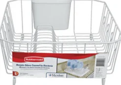 Rubbermaid 5.9 in. H x 13.8 in. W x 17.6 in. L Steel Dish Drainer White (Pack of 6)