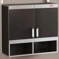 Rubbermaid Black/Silver Powder Coat Metal/Wood Wall Cabinet 28 H x 29.84 W x 12.6 D in.