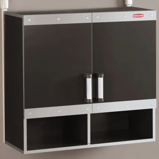 Rubbermaid Black/Silver Powder Coat Metal/Wood Wall Cabinet 28 H x 29.84 W x 12.6 D in.