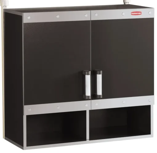Rubbermaid Black/Silver Powder Coat Metal/Wood Wall Cabinet 28 H x 29.84 W x 12.6 D in.