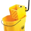 Rubbermaid WaveBrake 2.0 Yellow Plastic Round Commercial Mop Bucket 35 qt.