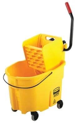 Rubbermaid WaveBrake 2.0 Yellow Plastic Round Commercial Mop Bucket 35 qt.