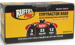 Ruffies 33 gal Contractor Bags Wing Ties 12 pk