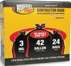 Ruffies 42 gal Contractor Bags Wing Ties 24 pk