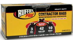 Ruffies 42 gal Contractor Bags Wing Ties 10 pk 3 mil