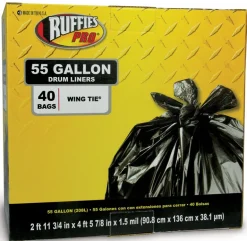 Ruffies 55 gal Drum Liners Wing Ties 40 pk