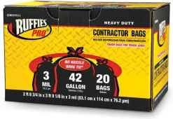 Ruffies Pro 1124918 42 Gallon Black Heavy Duty Contractor Bags 20 Count