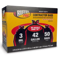 Ruffies Pro 42 gal Contractor Bags Wing Ties 50 pk
