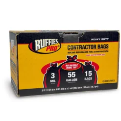 Ruffies Pro 55 gal Contractor Bags Wing Ties 15 pk