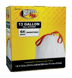 Ruffies Pro 13 gal Tall Kitchen Bags Drawstring 64 pk