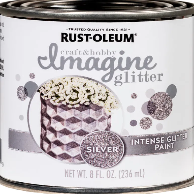 Rust-Oleum Imagine Glitter Silver Water-Based Glitter Paint Interior 50 g/L 8 oz (Pack of 4)