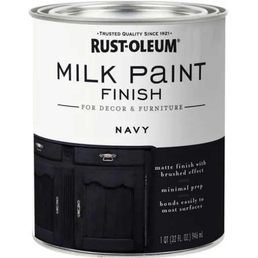 Rust-Oleum Matte Navy Water-Based Acrylic Milk Paint 1 qt (Pack of 2).
