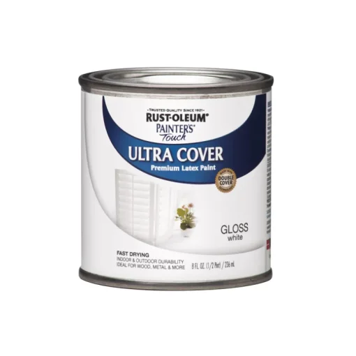 Rust-Oleum Painters Touch Gloss White Ultra Cover Paint Indoor and Outdoor 200 g/L 0.5 pt.