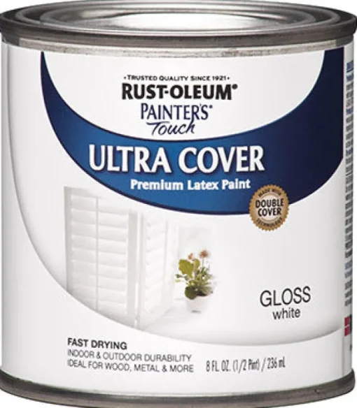 Rust-Oleum Painters Touch Gloss White Ultra Cover Paint Indoor and Outdoor 200 g/L 0.5 pt.
