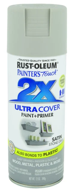 Rust-Oleum Painter's Touch Ultra Cover Satin Stone Gray Spray Paint 12 oz. (Pack of 6)