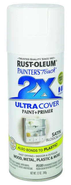 Rust-Oleum Painter's Touch Ultra Cover Satin Blossom White Spray Paint 12 oz. (Pack of 6)