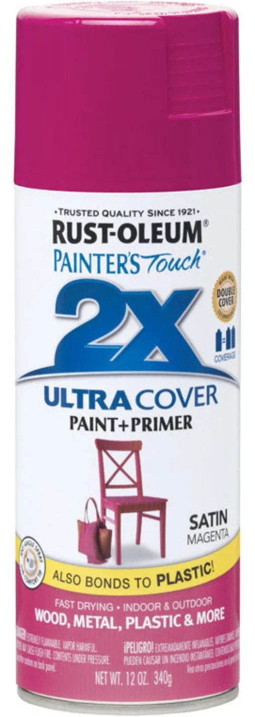 Rust-Oleum Painter's Touch Ultra Cover Satin Magenta Spray Paint 12 oz. (Pack of 6)