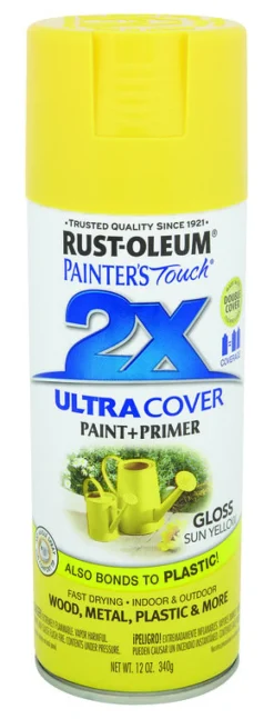 Rust-Oleum Painter's Touch Ultra Cover Gloss Sun Yellow Spray Paint 12 oz. (Pack of 6)