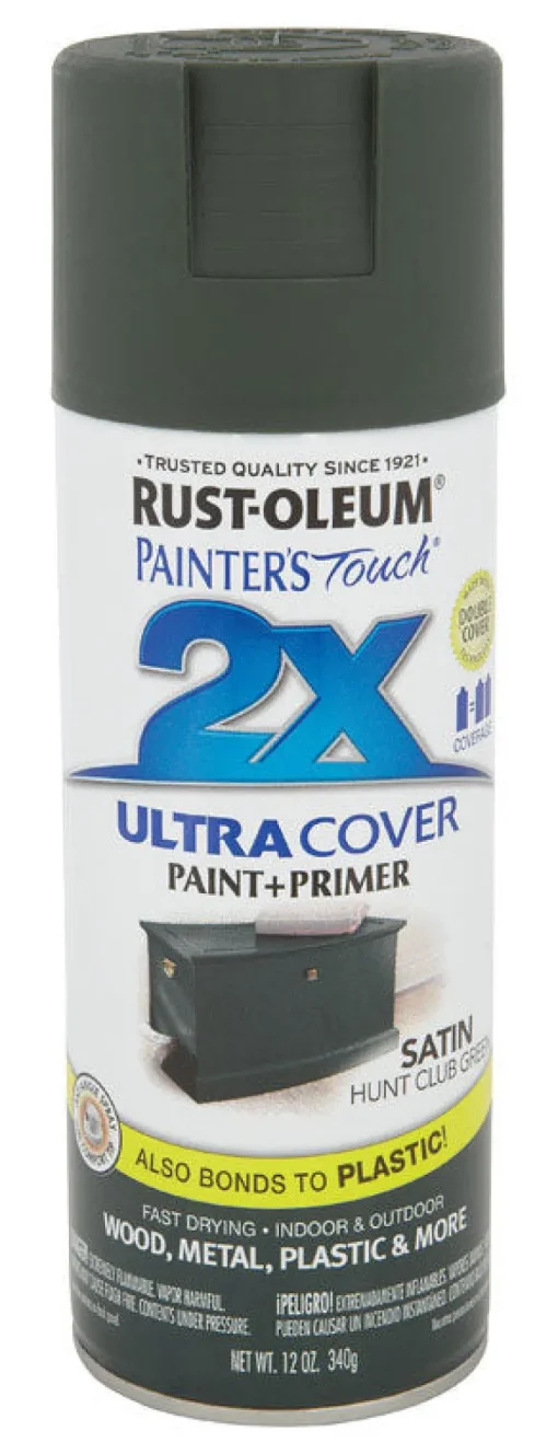 Rust-Oleum Painter's Touch Ultra Cover Satin Hunt Club Green Spray Paint 12 oz. (Pack of 6)