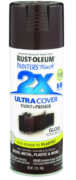 Rust-Oleum Painter's Touch Kona Brown 2X Ultra Cover Gloss Any Angle Spray Paint 12 oz. (Pack of 6)