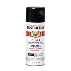 Rust-Oleum Stops Rust Gloss Black Spray Paint 12 oz. (Pack of 6)