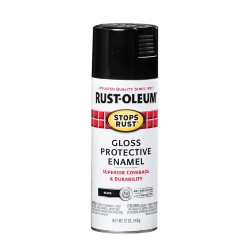 Rust-Oleum Stops Rust Gloss Black Spray Paint 12 oz. (Pack of 6)