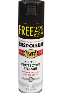 Rust-Oleum Stops Rust Gloss Black Spray Paint 15 oz (Pack of 6)