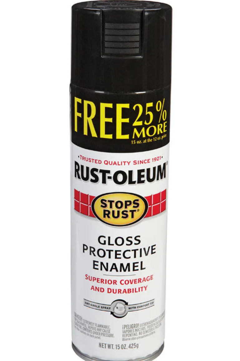 Rust-Oleum Stops Rust Gloss Black Spray Paint 15 oz (Pack of 6)