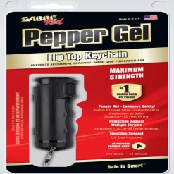 Sabre Pepper Gel Black Aluminum/Plastic Flip Top Keychain