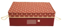 Santa's Bags Christmas Ornament Storage Box Red Fabric 20 in. x 14 in. x 16.5 in.