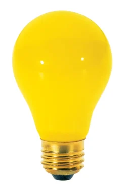 Satco 60W A19 A-Line Incandescent Bulb E26 Yellow Pack of 12 with 2 Bulbs per Pack
