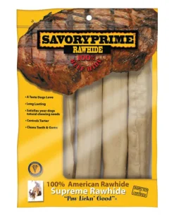 Savory Prime Large Adult Rawhide Bone Beef 10 in. L 4 pk